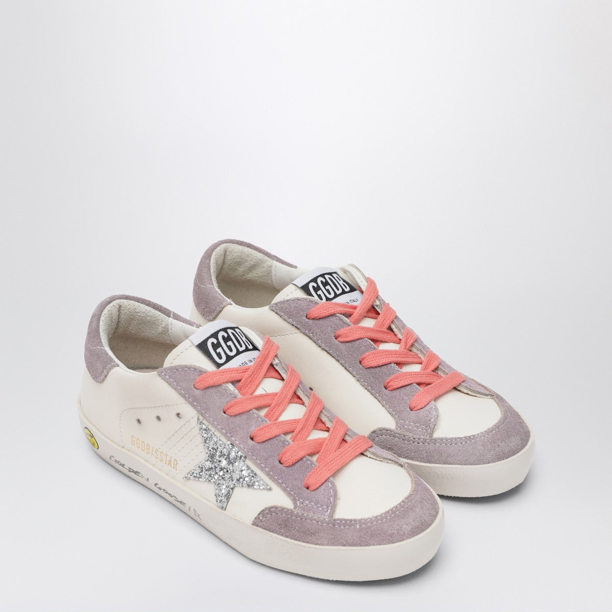 Golden Goose White leather and lilac suede Super-Star sneakers