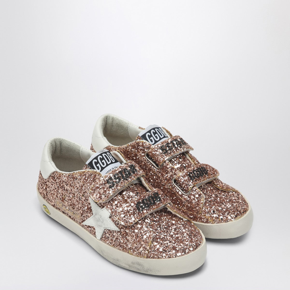 Golden Goose Old School low trainer in peach/white glitter