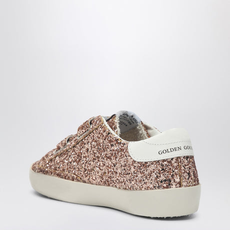 Golden Goose Old School low trainer in peach/white glitter