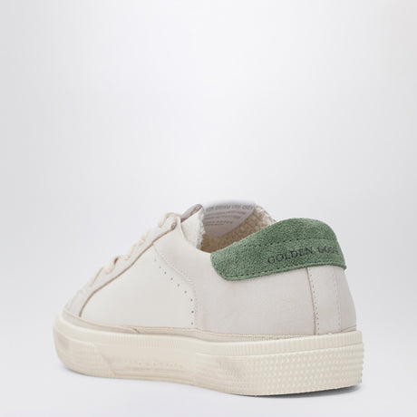 Golden Goose White/beige leather and green suede Super-Star sneakers