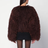 HALFBOY Short chocolate brown fur coat