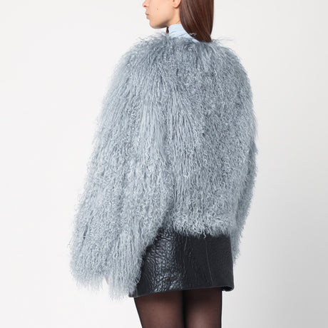 HALFBOY Short grey-blue fur coat
