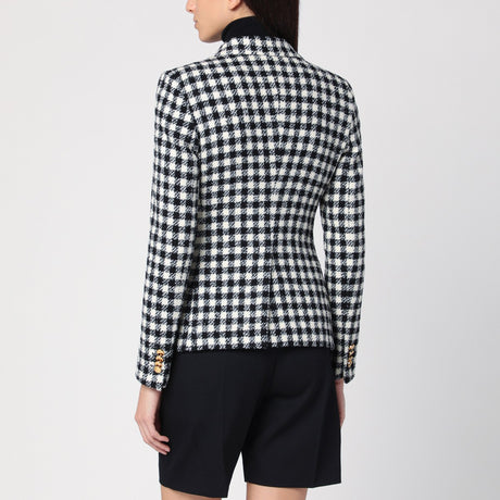 Tagliatore Black/white double-breasted checked jacket