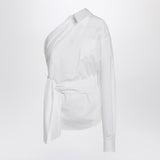 Moschino One-shoulder white shirt with sash