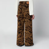 GANNI Khaki zebra-print baggy jeans