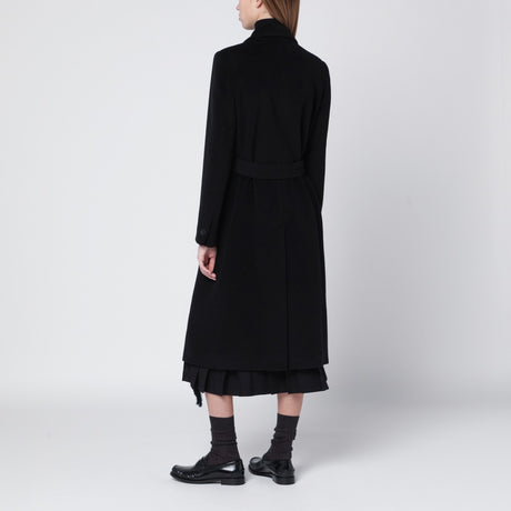 Tagliatore Black double-breasted coat with belt
