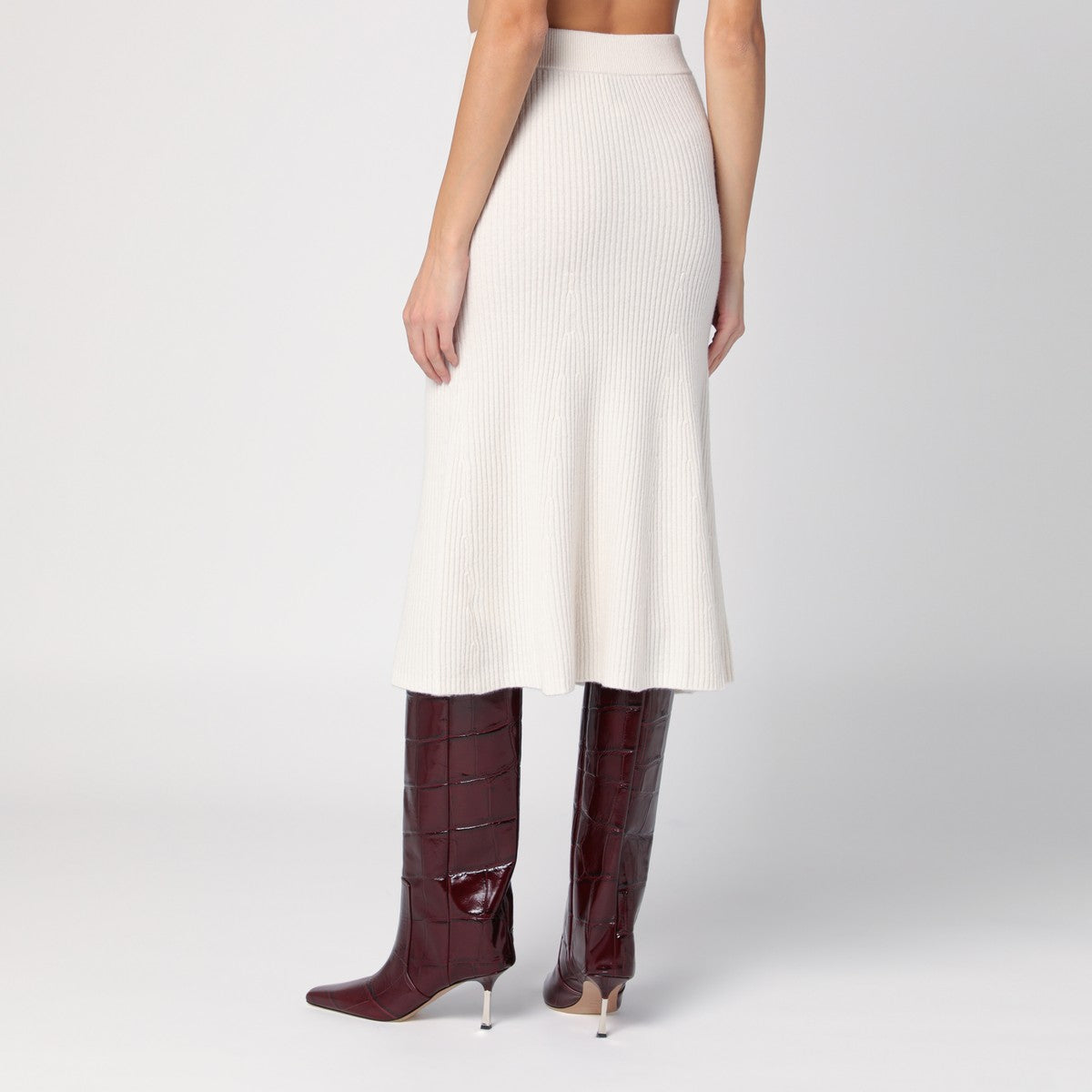 Calvin Klein White wool ribbed skirt