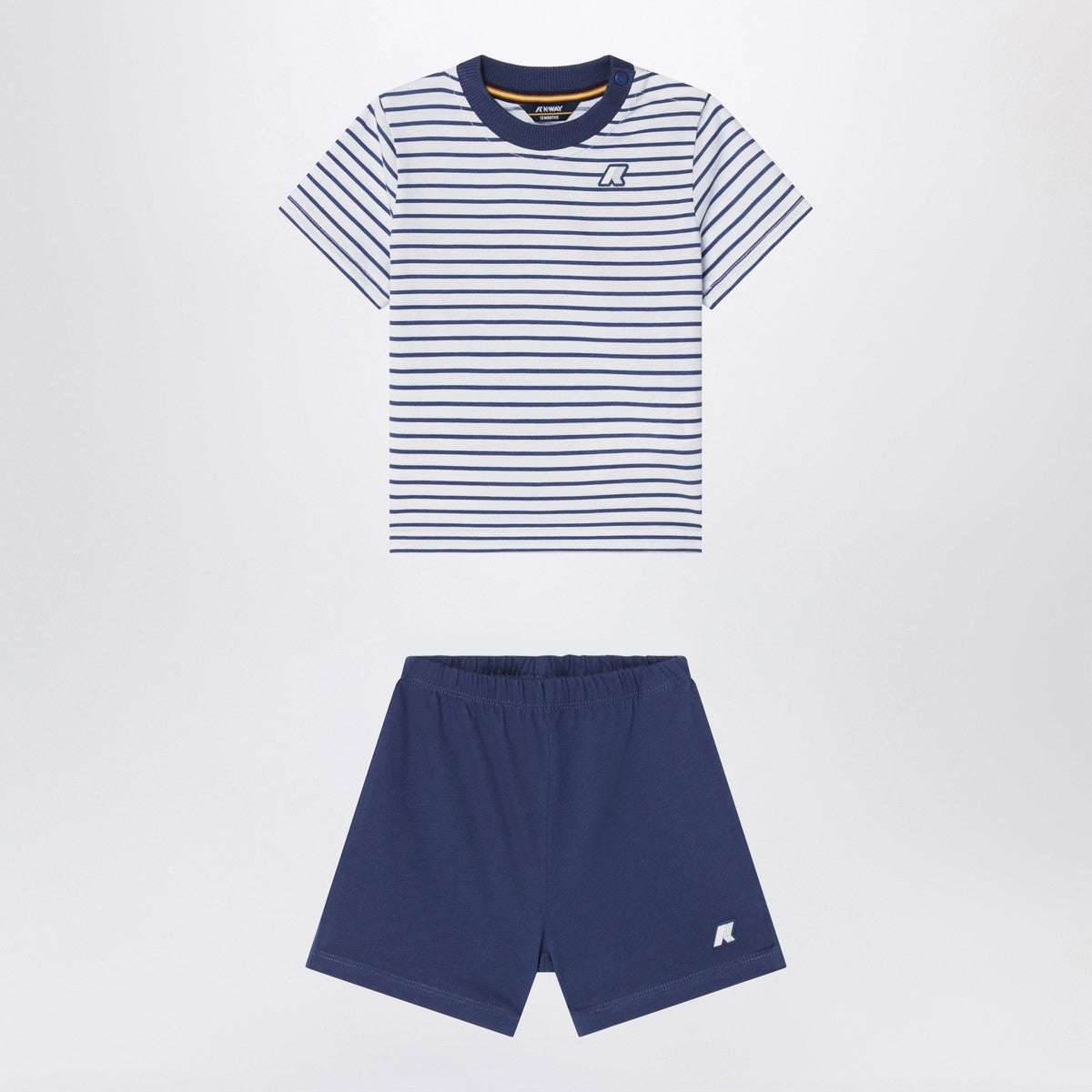 K-Way Two-piece blue striped cotton outfit
