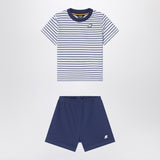 K-Way Two-piece blue striped cotton outfit