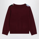 GANNI Burgundy checked cardigan in cashmere blend