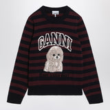 GANNI Striped sweater with poodle