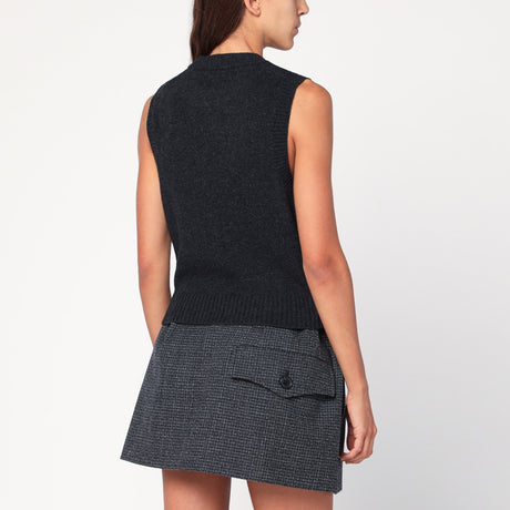 GANNI Dark grey Rose wool-blend vest