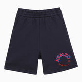 KENZO Navy blue cotton shorts with logo