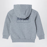 KENZO Grey cotton blend zip sweatshirt with logo