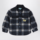 KENZO Navy blue chequered shirt in wool blend