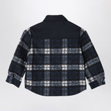 KENZO Navy blue chequered shirt in wool blend