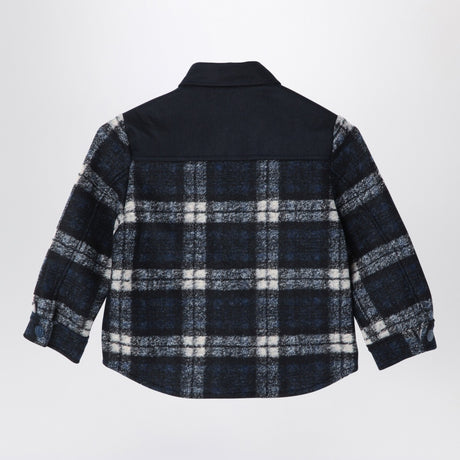 KENZO Navy blue chequered shirt in wool blend