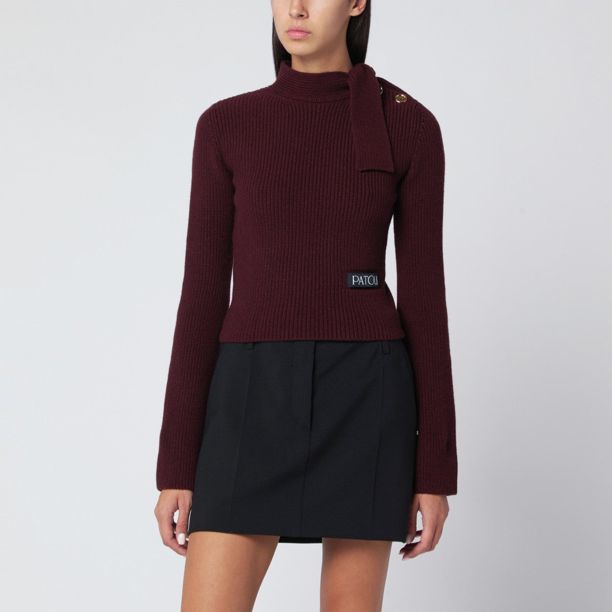 Patou Burgundy sweater with scarf collar