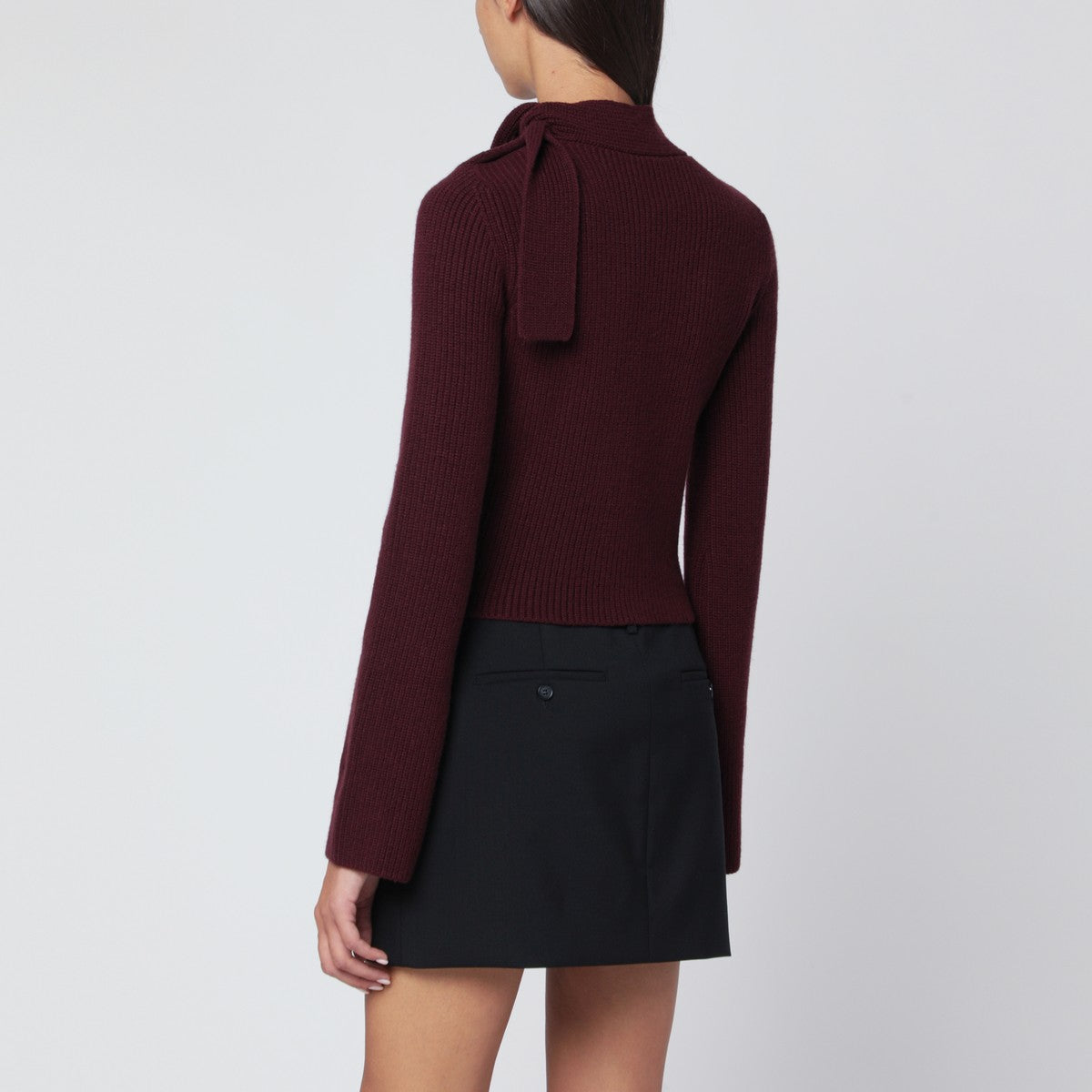 Patou Burgundy sweater with scarf collar