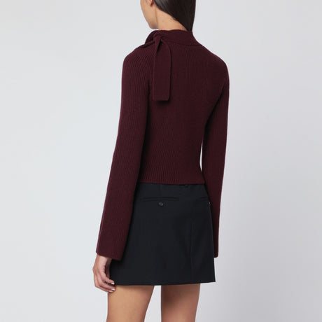 Patou Burgundy sweater with scarf collar