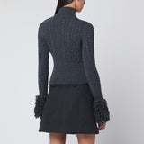 Patou Gray fringed sweater in wool and cashmere