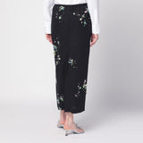 BERNADETTE Black Miriam Embroidered skirt in linen blend