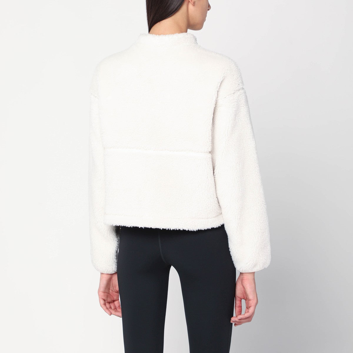 The North Face White cropped zip-up fleece