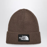 The North Face Brown beanie with logo patch