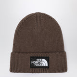 The North Face Brown beanie with logo patch