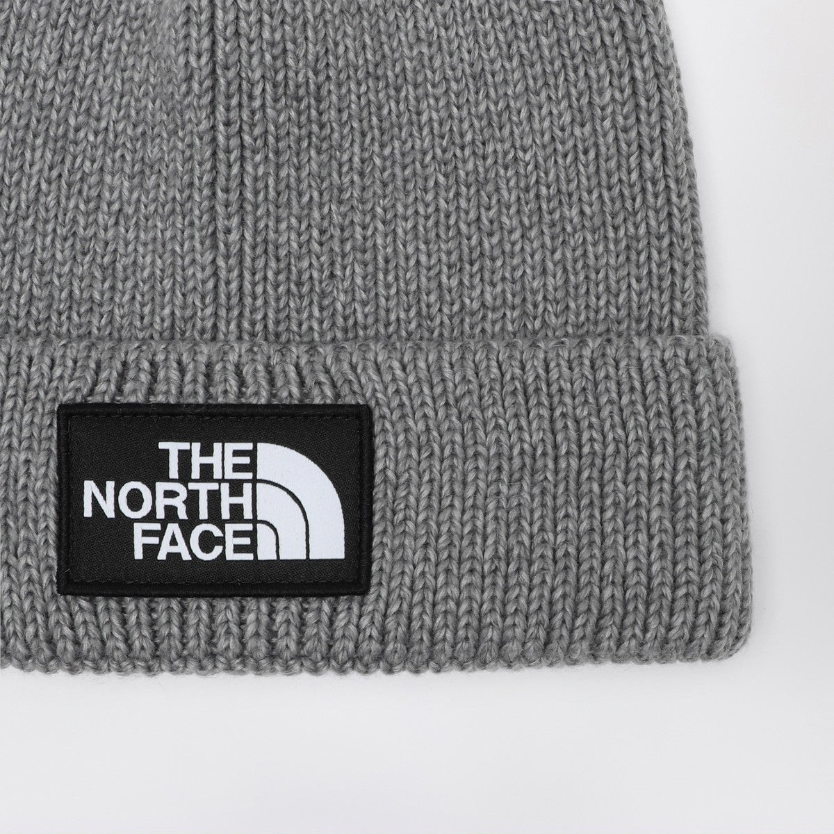 The North Face Grey beanie with logo patch