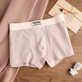 Cotton Men's Mid Waist Texture Boxer Briefs