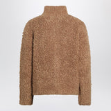 Max Mara Studio Beige zip-up cardigan in boucle wool blend