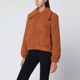 Patou Pumpkin-coloured faux fur bomber jacket
