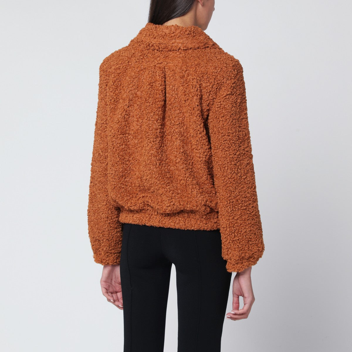 Patou Pumpkin-coloured faux fur bomber jacket