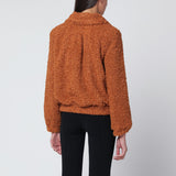 Patou Pumpkin-coloured faux fur bomber jacket