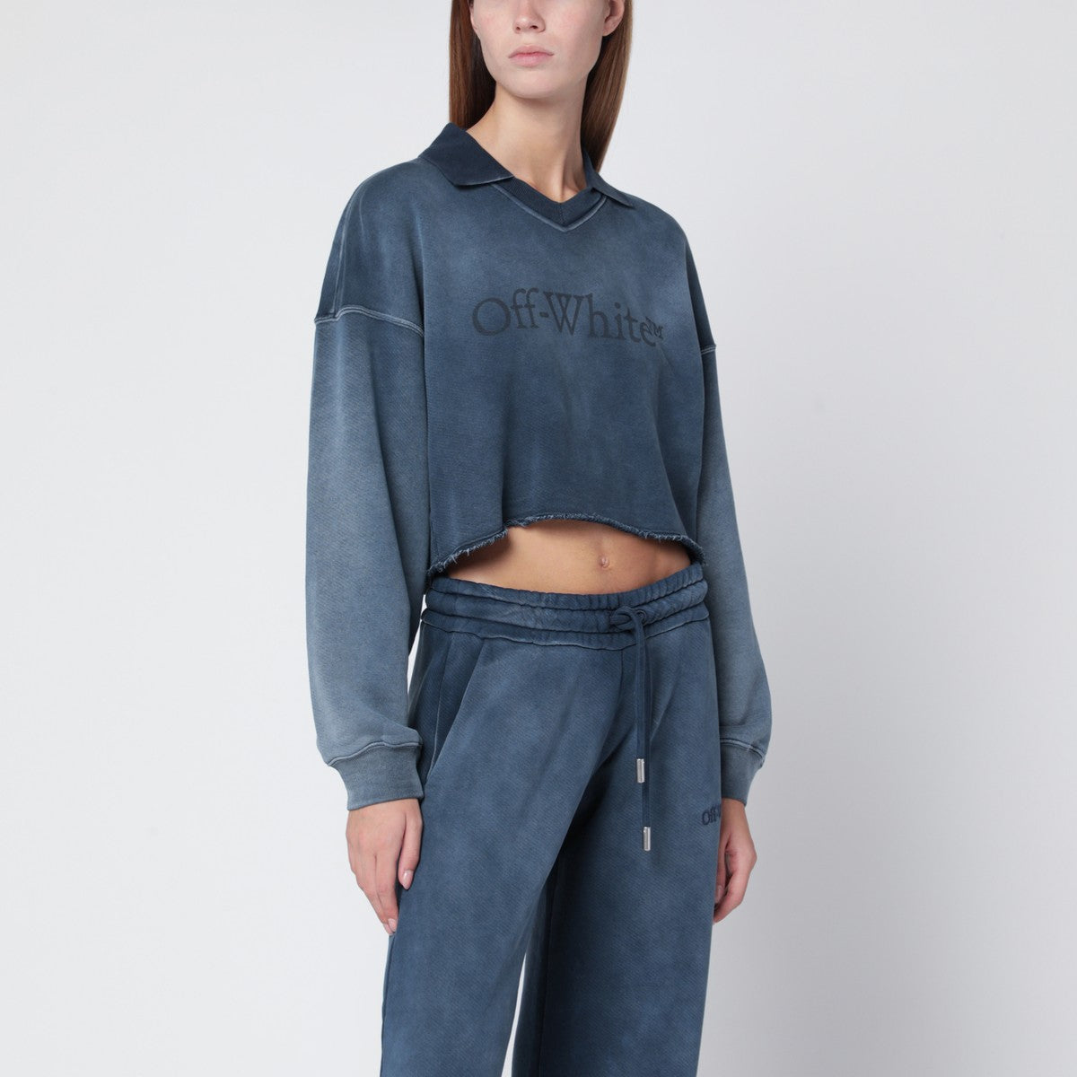 Off White Off-White™ Cropped blue washed-effect sweatshirt