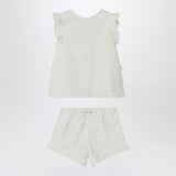 Il Gufo Two-piece white set with floral embroidery