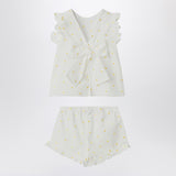 Il Gufo Two-piece white set with floral embroidery