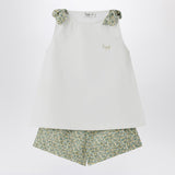 Il Gufo Two-piece white set in Liberty fabric