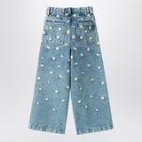 Il Gufo Blue jeans with daisy embroidery