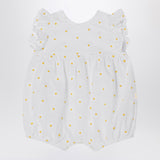 Il Gufo White romper with floral embroidery