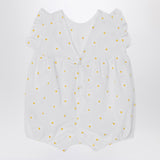 Il Gufo White romper with floral embroidery