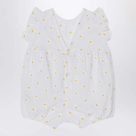 Il Gufo White romper with floral embroidery