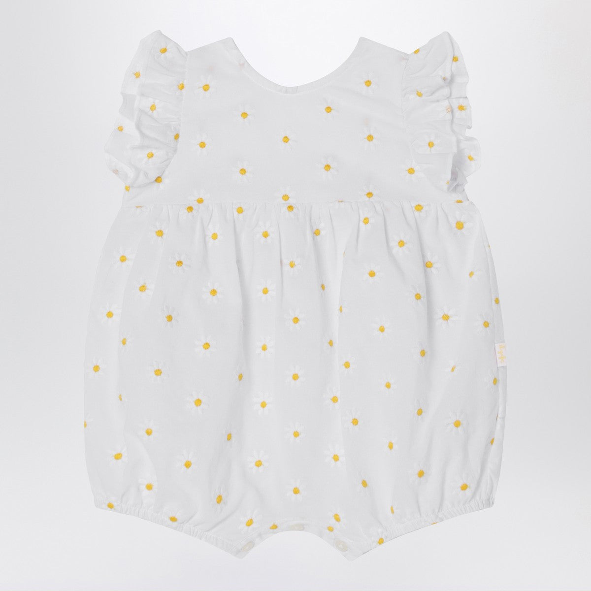 Il Gufo White romper with floral embroidery