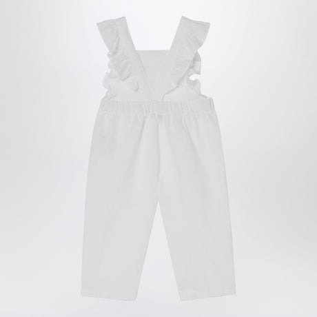 Il Gufo White linen overall with ruffles