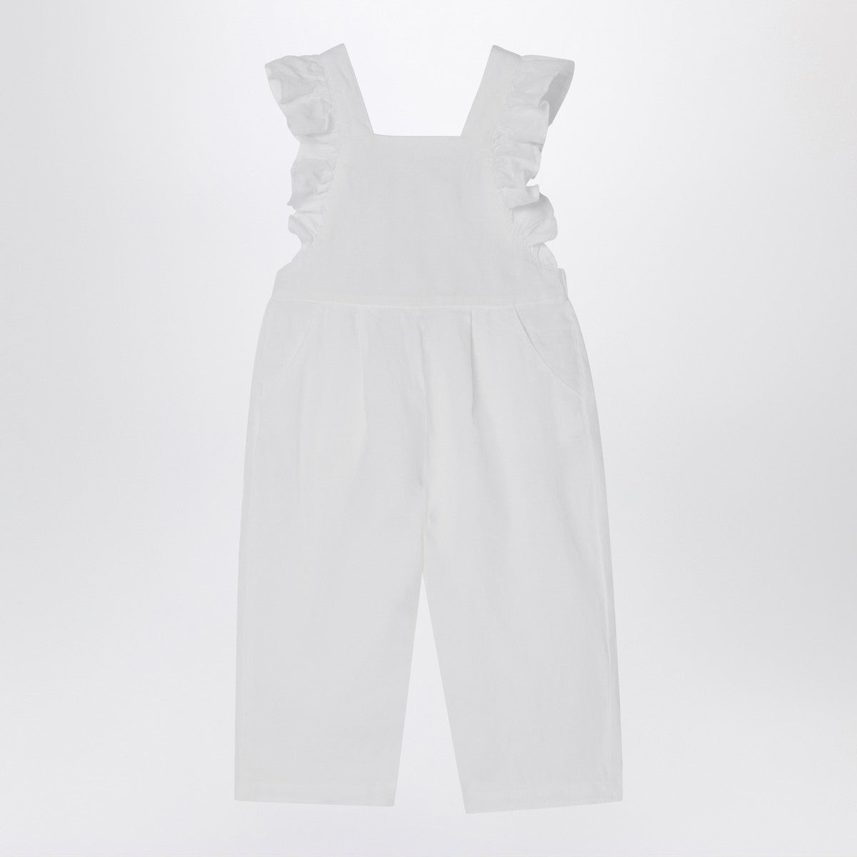 Il Gufo White linen overall with ruffles