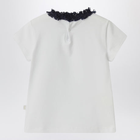 Il Gufo White T-shirt with frayed neckline