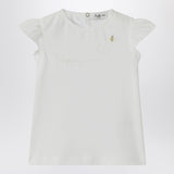 Il Gufo White T-shirt with ruffled sleeves