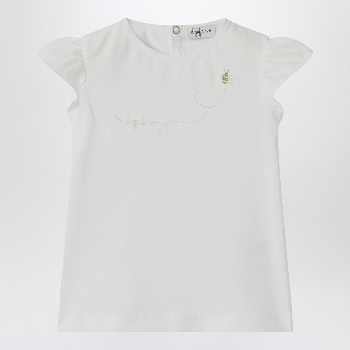 Il Gufo White T-shirt with ruffled sleeves