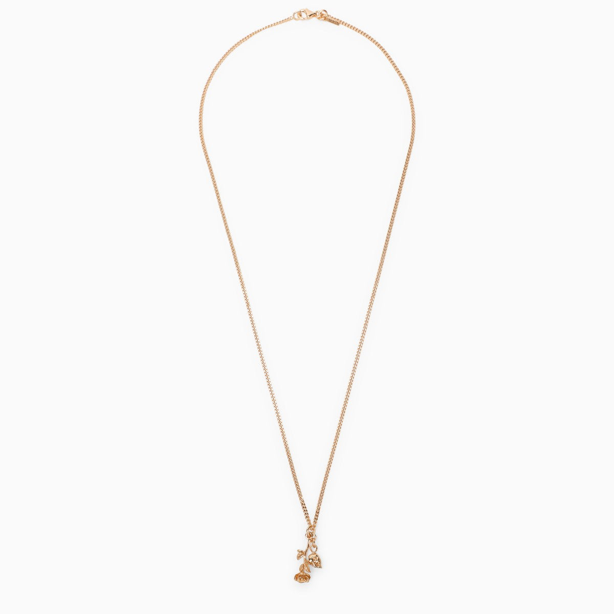 Emanuele Bicocchi Rose and skull necklace in 925 gold-plated silver